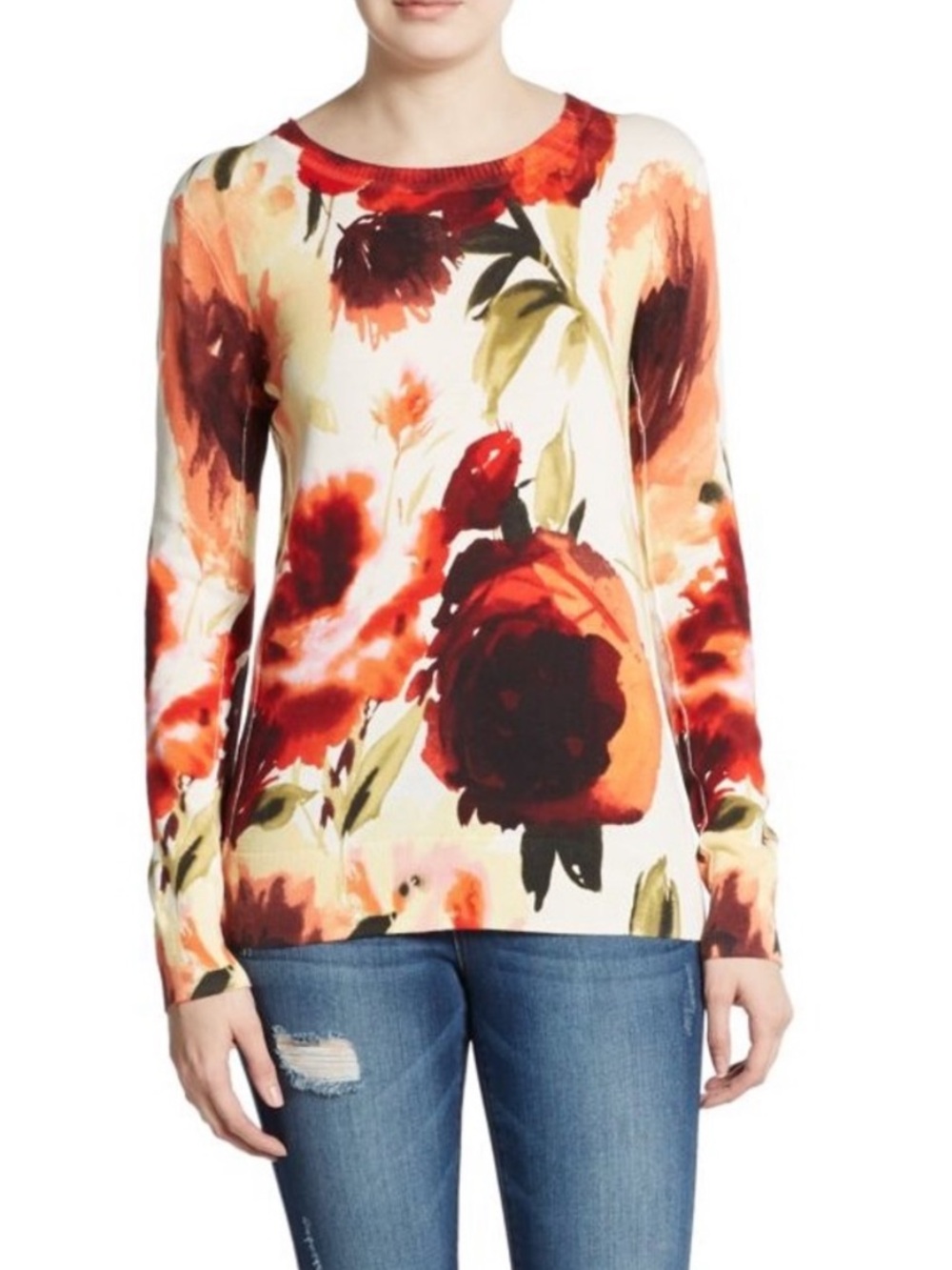 Haute hippie cotton floral sweater medium